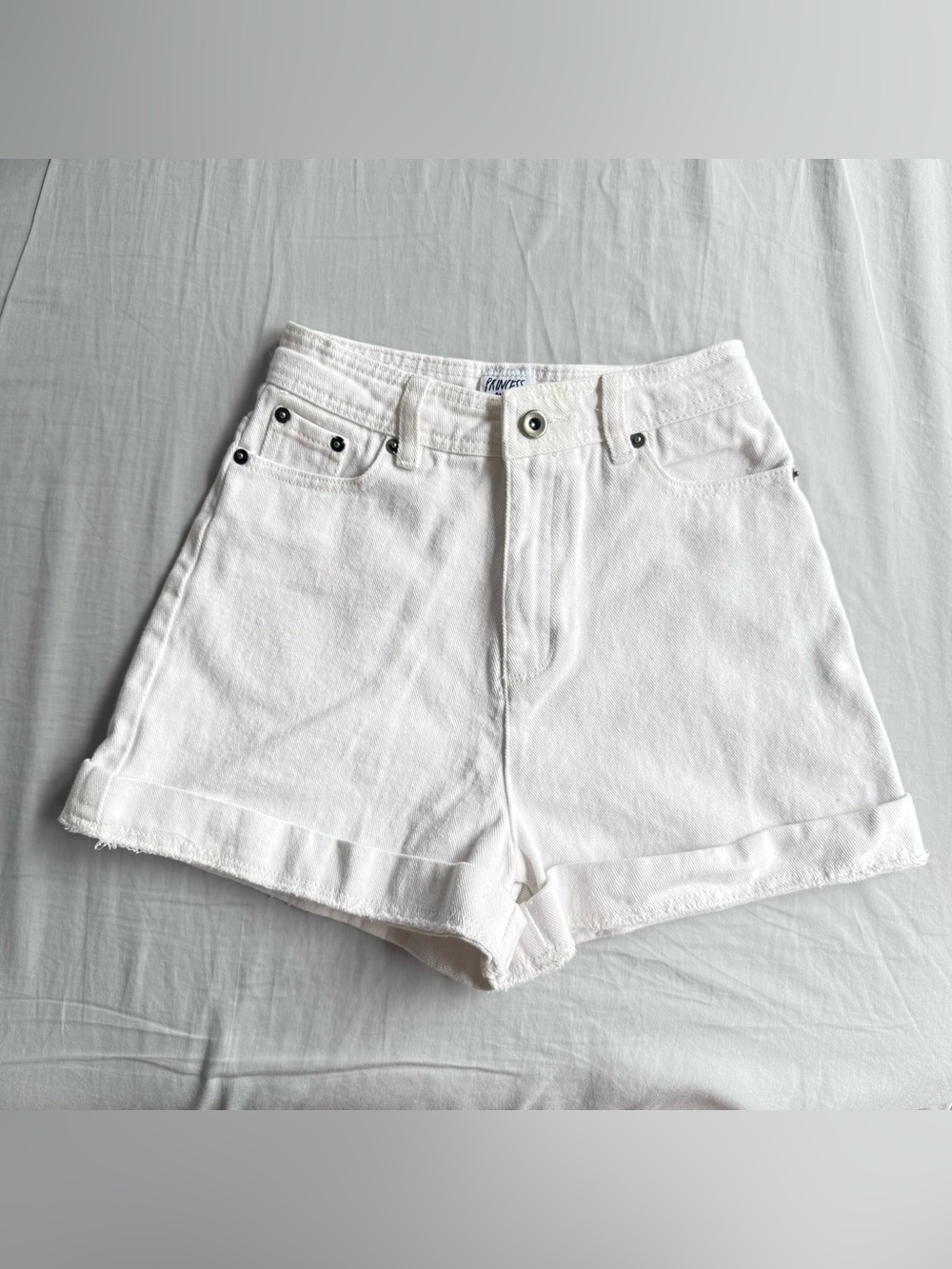 Princess Polly White High-Rise Denim Shorts